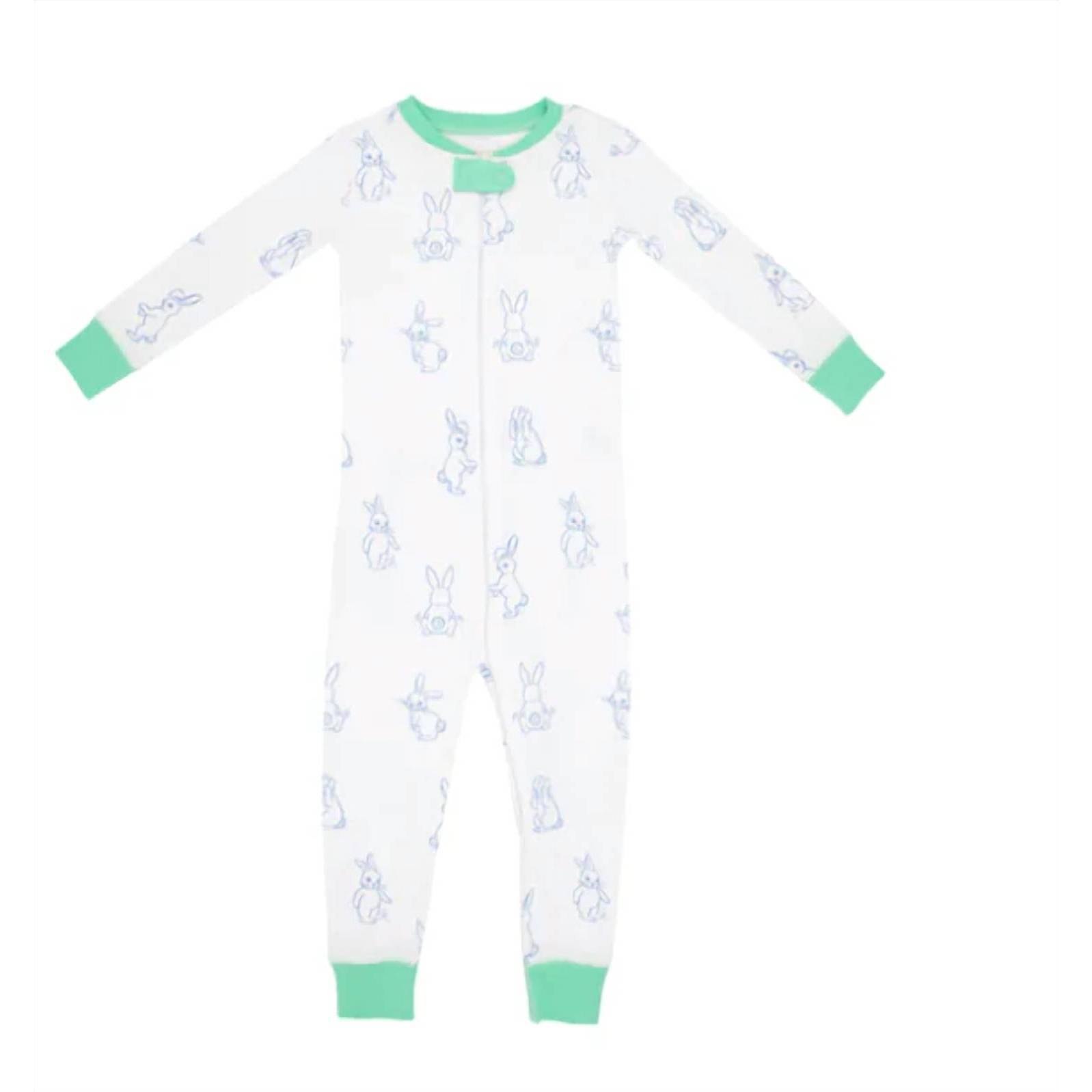 New The Beaufort Bonnet Company Knox's Night Night Footed Pajama In Boardwalk Bu